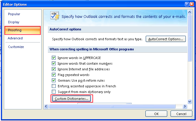 Microsoft Excel menu key selection