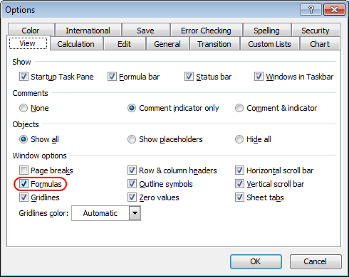 Excel 2003 Formulas box