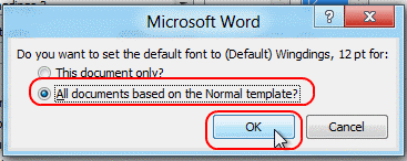 Confirm default font selection