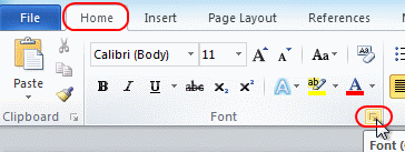 Word 2010 expand font options