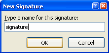 New Signature dialog