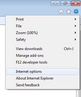 IE gear and Internet Options