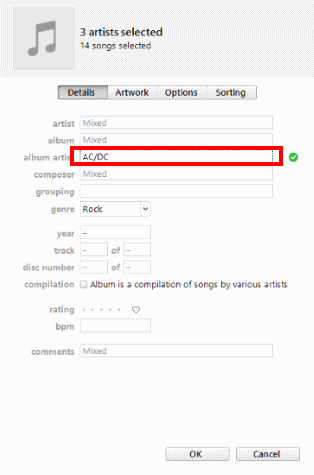 iTunes edit artist multiple