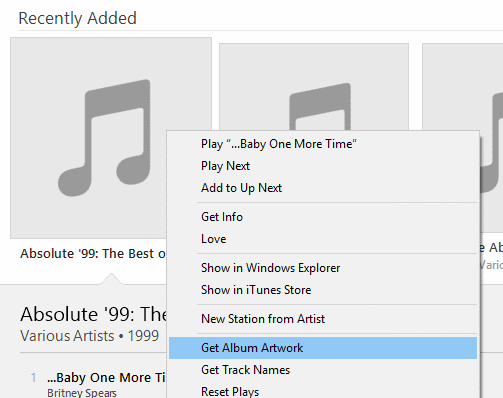 iTunes get album artwork