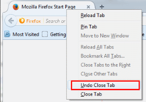 Firefox closed tabs