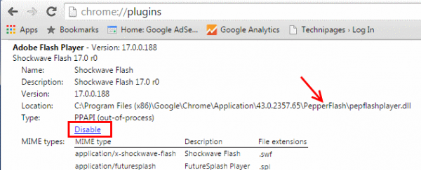 Disable PepperFlash Chrome