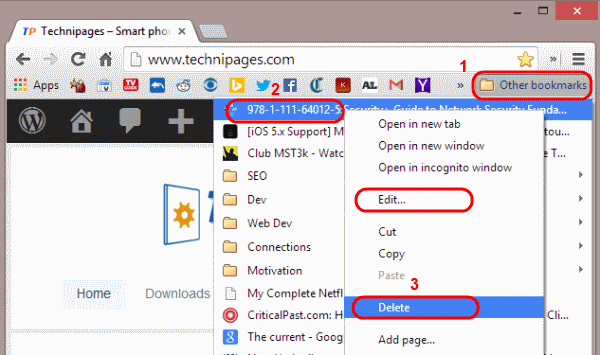 Chrome Delete from Other Bookmarks