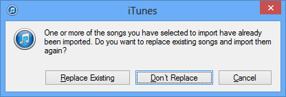 iTunes Prompt to Replace