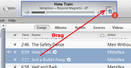 iTunes Drag to queue