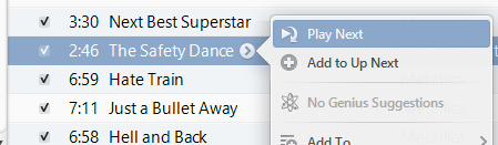 iTunes Play Next option