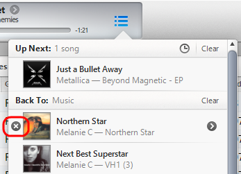 iTunes remove songs from queue