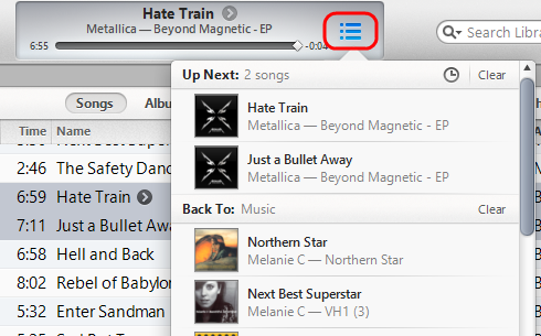 iTunes Music Menu