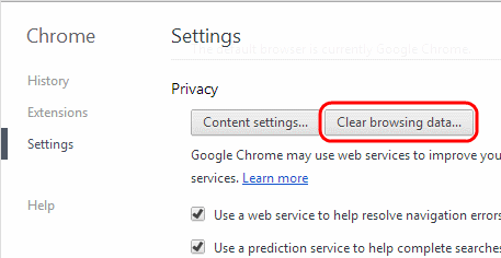 Google Chrome Clear Browsing Data