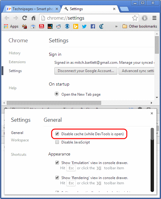 Chrome Disable Cache