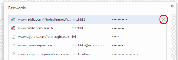 Chrome Saved Password Remove