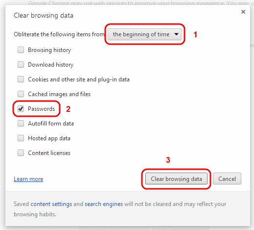 Chrome Passwords Clear Browsing Data