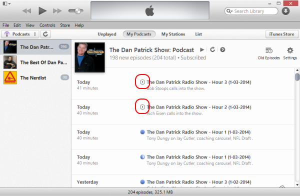 Exclamation Mark Shown on Podcasts