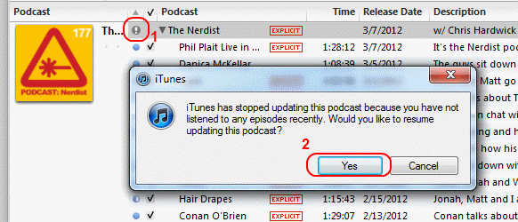 Refresh iTunes podcasts