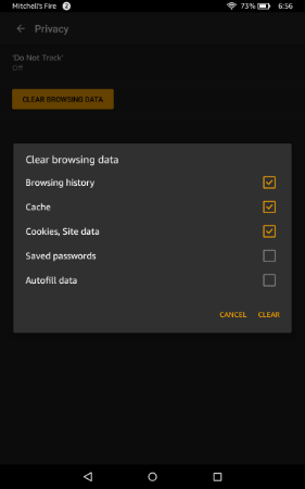 Amazon Fire Clear Cache