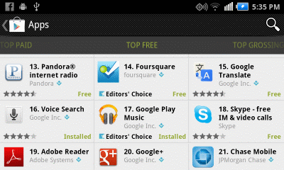 Google Play Apps screen