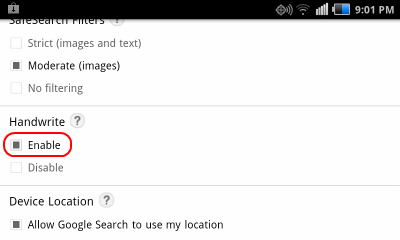Enable Google Handwrite