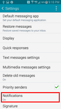 S5 Notifications option