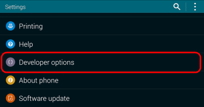 Developer Options on Galaxy S5