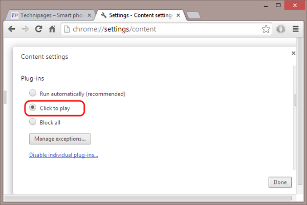 Chrome - Click to play on plugins
