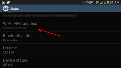 S4 Mac Address Displayed