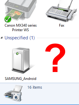 Using the wrong cable can cause the Galaxy S4 to install in the "Unspecified" section of Windows.