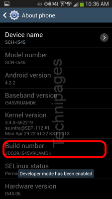 S4 Tab Build Number