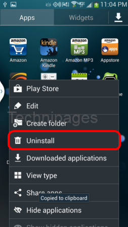 Uninstall option from app launcher