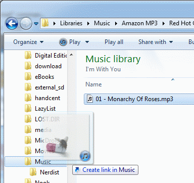 Drag music file to folder on removable disk