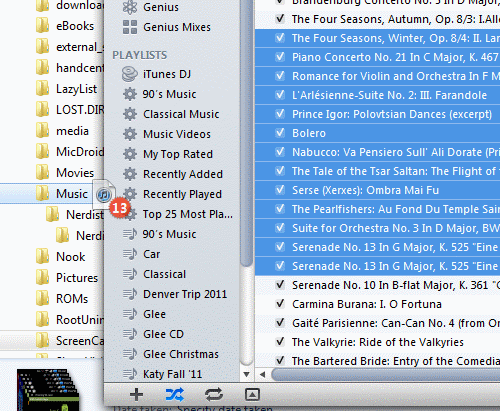 Dragging music files from iTunes to RAZR