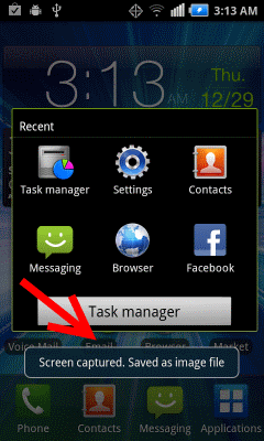 Samsung Stratosphere screenshot saving