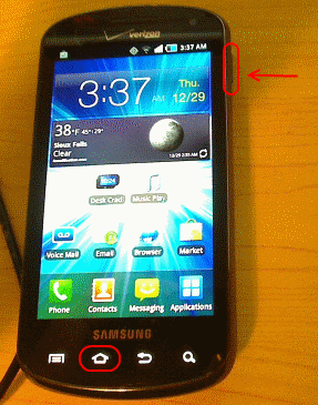 Samsung Stratosphere buttons for screenshot