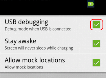 Droid RAZR USB Debugging setting