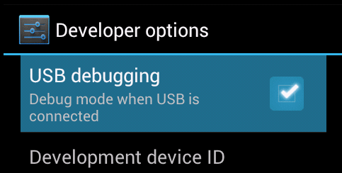 Galaxy Nexus USB Debugging setting