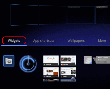 Android tablet adding widget