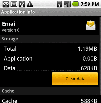 Clear Email app data