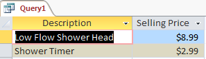 Datasheet with Shower items