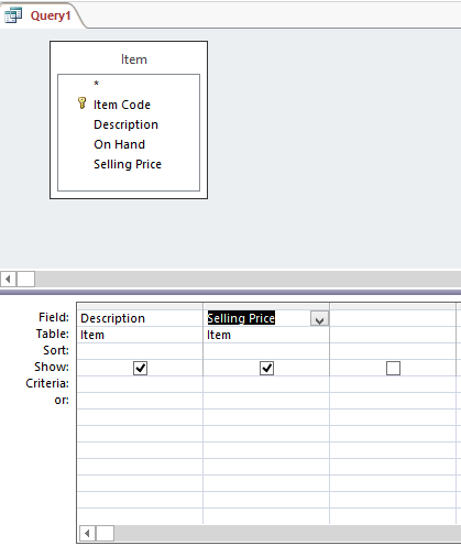 Populated Query grid