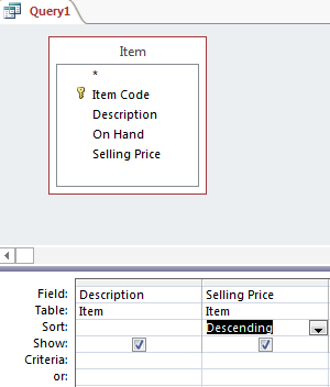 Sorting in query grid