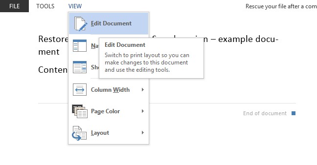 Edit document screenshot