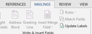 Mailings tab screenshot