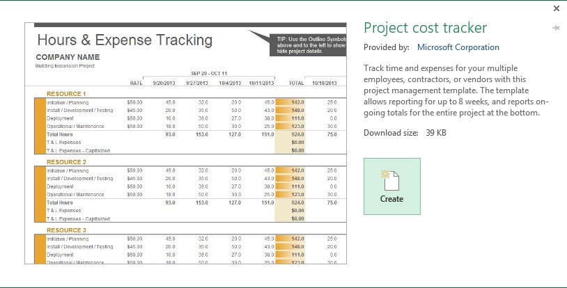 Excel template