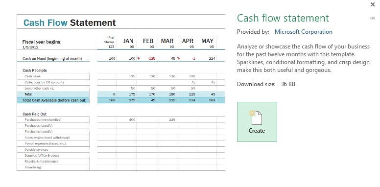 Cash Flow template