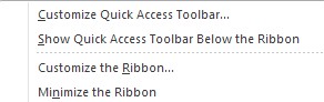 Customize Quick Access Toolbar