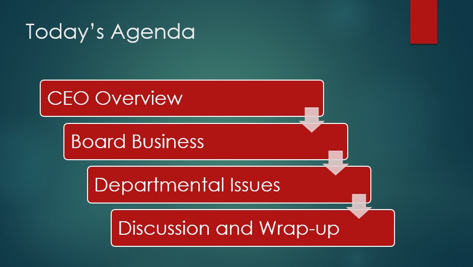 Updated agenda slide