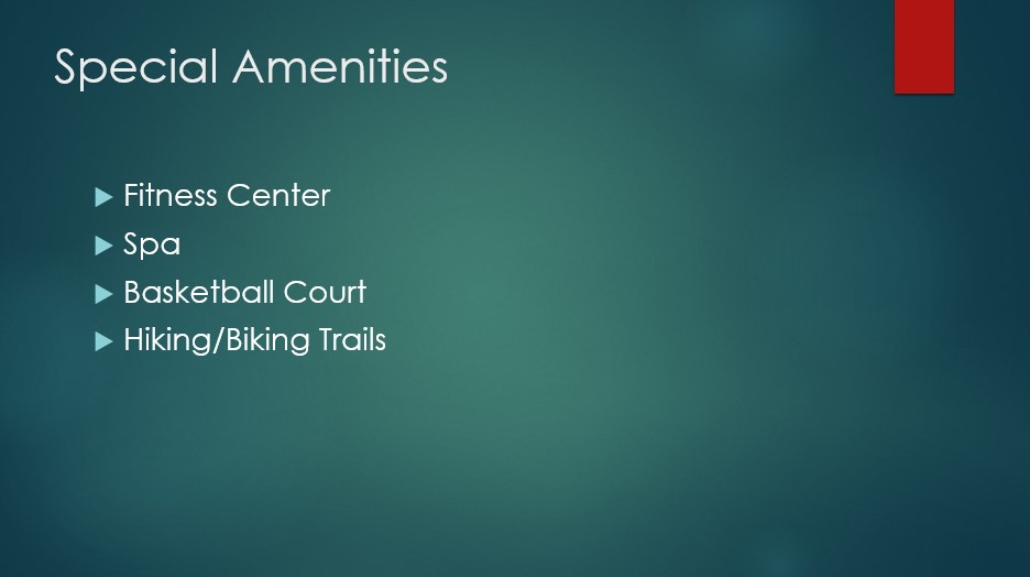 Before slide for Amenities